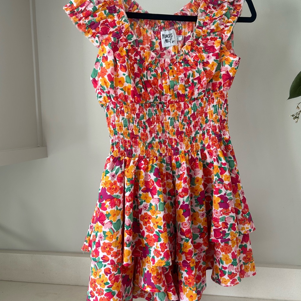 Princess Polly Pink and Red Ruffled Tiered Sundress